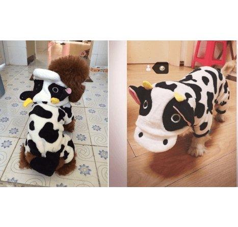 Cozy Cow Pet Costume Sweater - The Perfect Winter Attire for Your Furry Friend