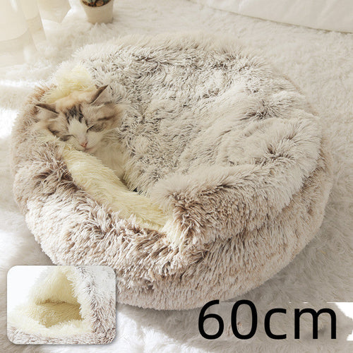 Round Plush Warm Pet Bed House