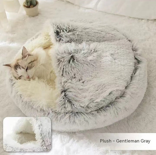 Round Plush Warm Pet Bed House