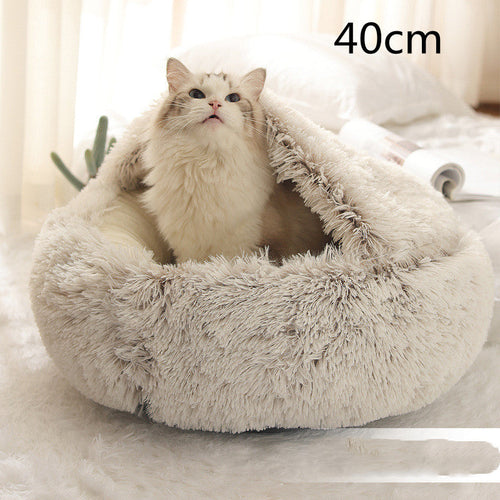 Round Plush Warm Pet Bed House