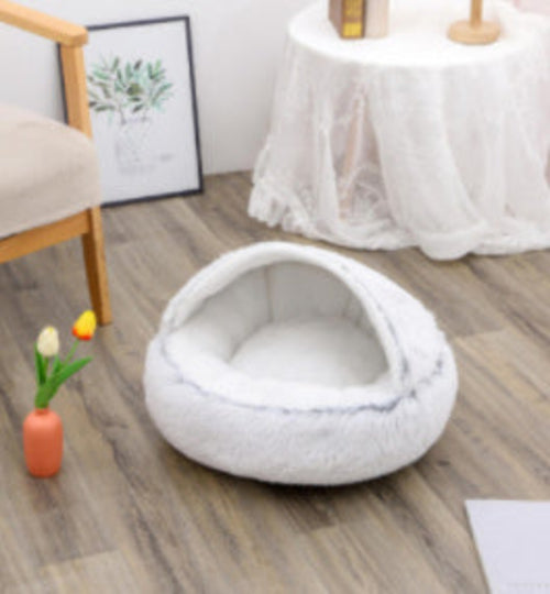Round Plush Warm Pet Bed House