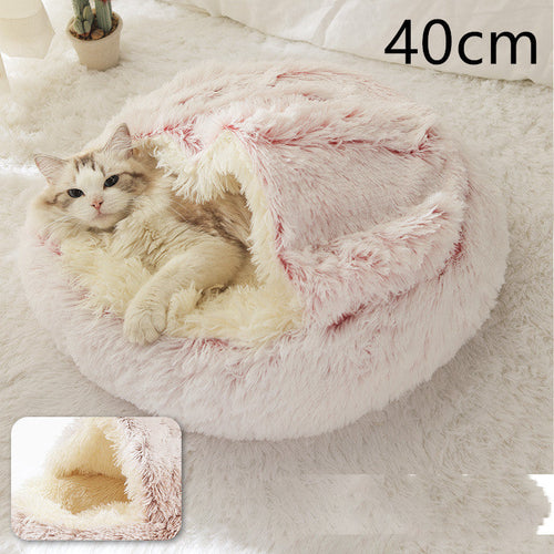 Round Plush Warm Pet Bed House