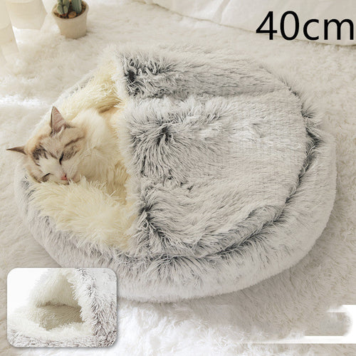 Round Plush Warm Pet Bed House