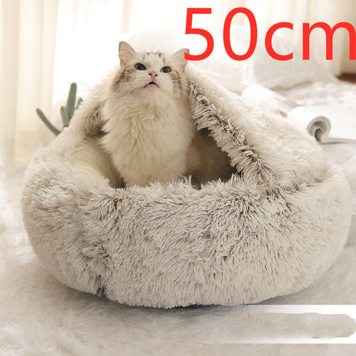 Round Plush Warm Pet Bed House