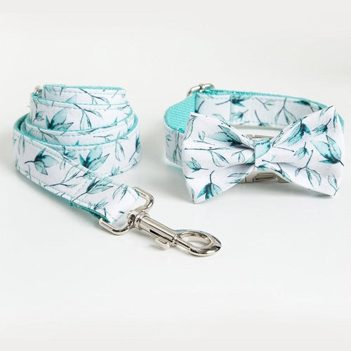 Tropical Leaf Bow Tie Leash Set