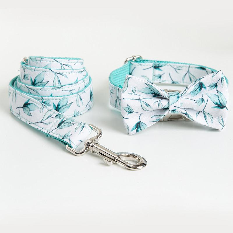 Tropical Leaf Bow Tie Leash Set