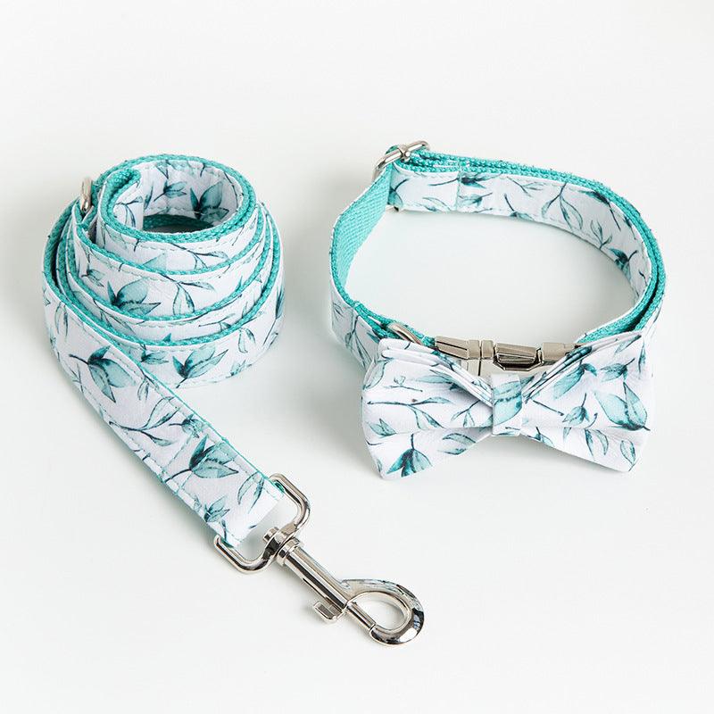 Tropical Leaf Bow Tie Leash Set