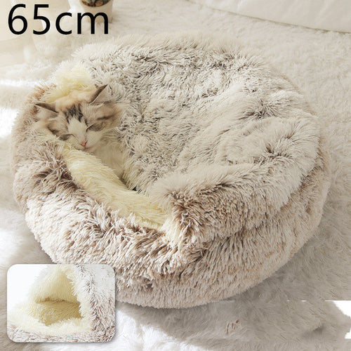 Round Plush Warm Pet Bed House