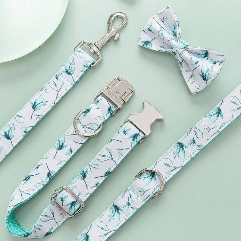 Tropical Leaf Bow Tie Leash Set