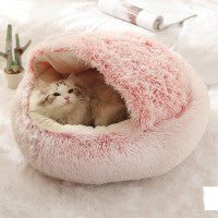 Round Plush Warm Pet Bed House
