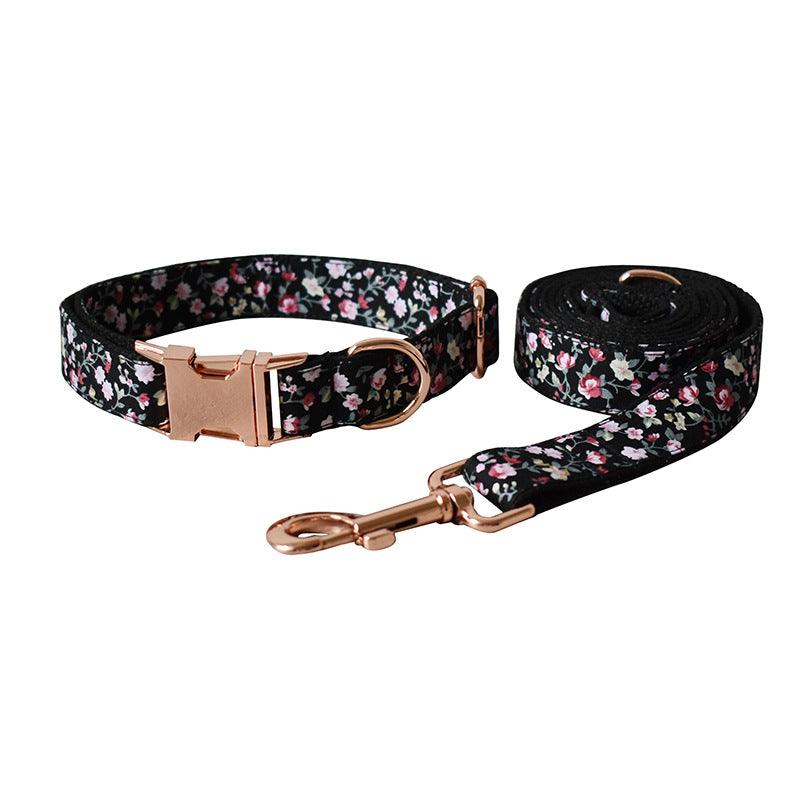 Stylish Floral Pet Leash And Collar Set