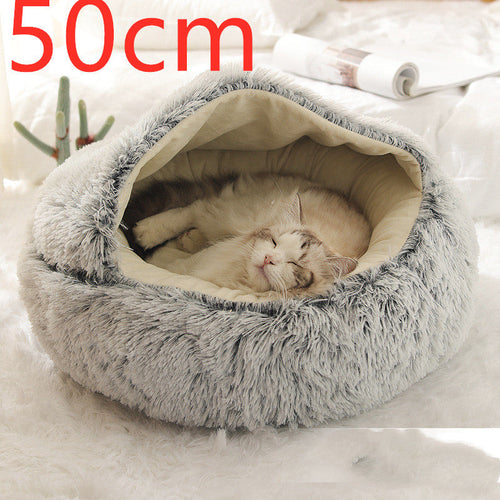 Round Plush Warm Pet Bed House