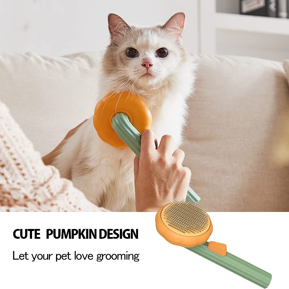 Pet Pumpkin Grooming Self Cleaning Slicker Brush