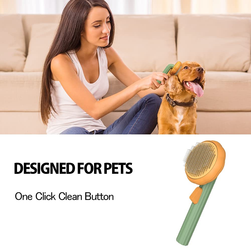 Pet Pumpkin Grooming Self Cleaning Slicker Brush