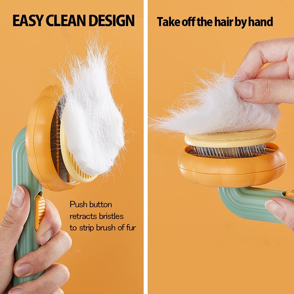 Pet Pumpkin Grooming Self Cleaning Slicker Brush