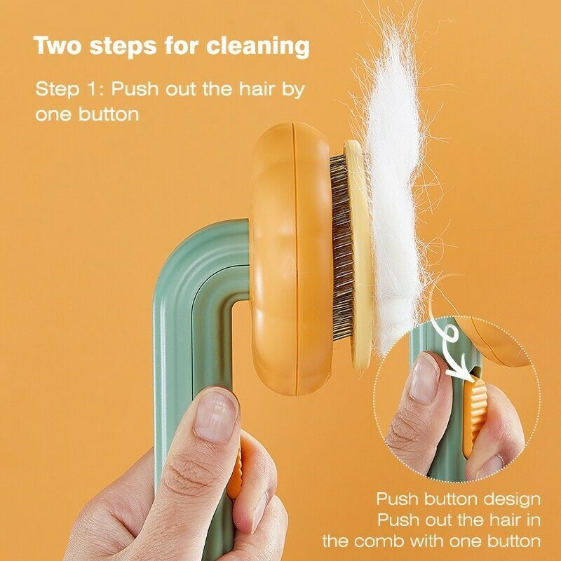 Pet Pumpkin Grooming Self Cleaning Slicker Brush