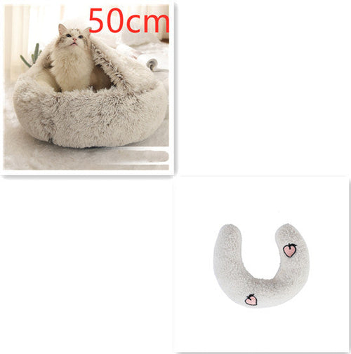 Round Plush Warm Pet Bed House