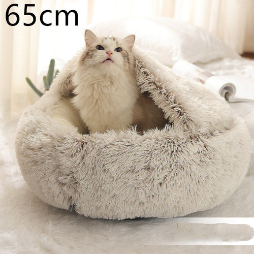 Round Plush Warm Pet Bed House
