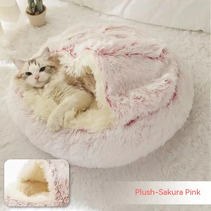 Round Plush Warm Pet Bed House