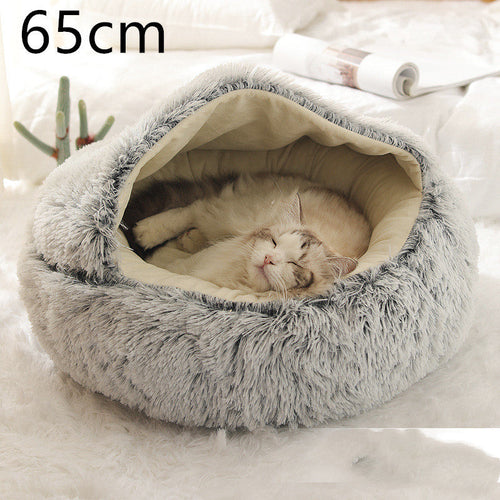 Round Plush Warm Pet Bed House