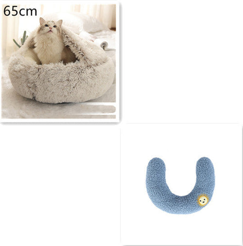 Round Plush Warm Pet Bed House