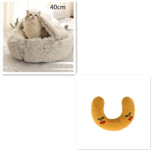 Round Plush Warm Pet Bed House