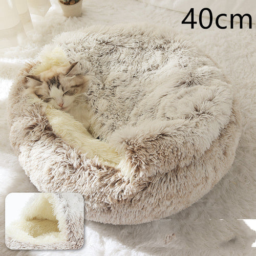 Round Plush Warm Pet Bed House