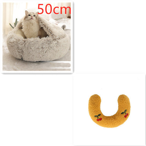 Round Plush Warm Pet Bed House