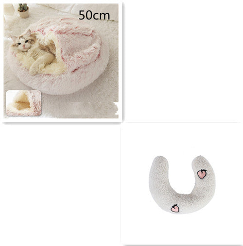 Round Plush Warm Pet Bed House