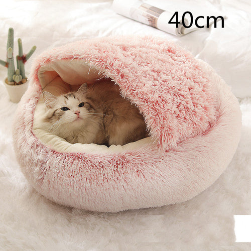 Round Plush Warm Pet Bed House