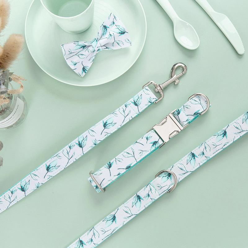 Tropical Leaf Bow Tie Leash Set
