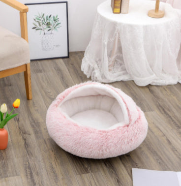 Round Plush Warm Pet Bed House