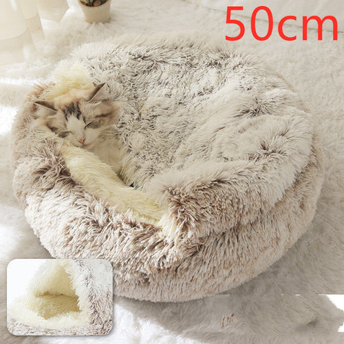 Round Plush Warm Pet Bed House