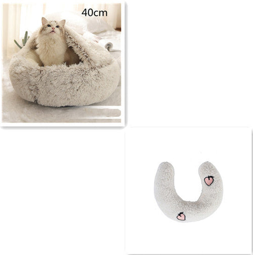 Round Plush Warm Pet Bed House