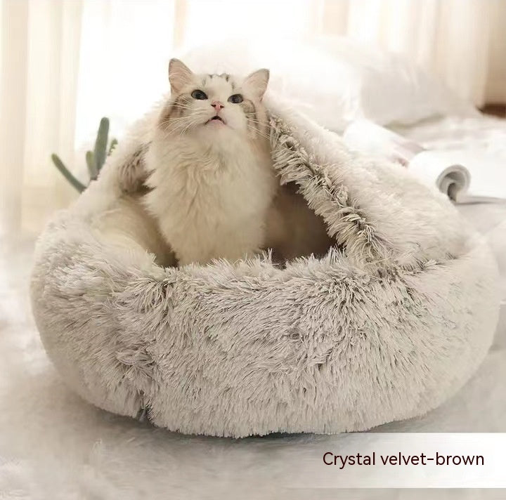 Round Plush Warm Pet Bed House