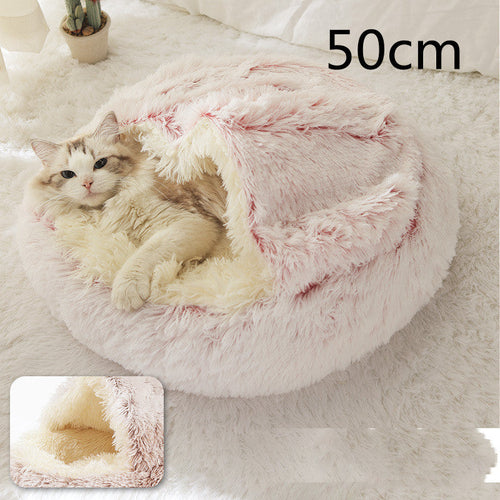 Round Plush Warm Pet Bed House