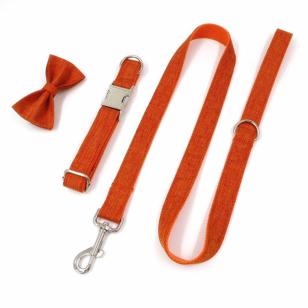 Pet Pals Orange Polyester Collar And Leash Set