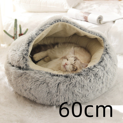 Round Plush Warm Pet Bed House