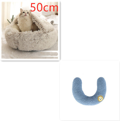 Round Plush Warm Pet Bed House