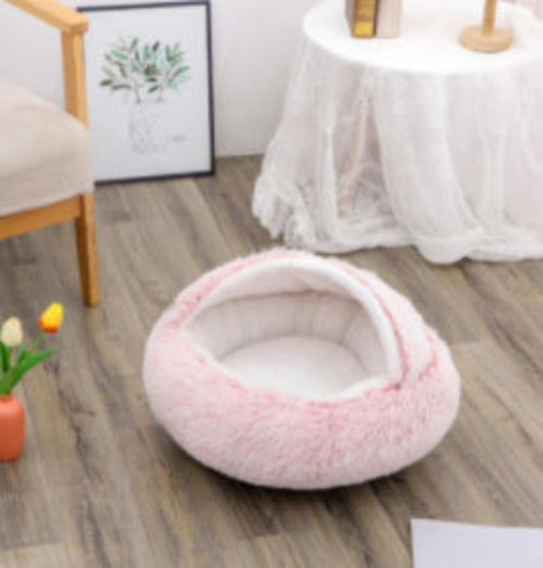 Round Plush Warm Pet Bed House