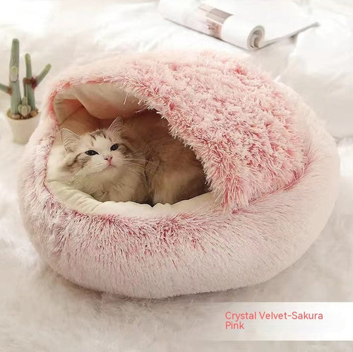 Round Plush Warm Pet Bed House