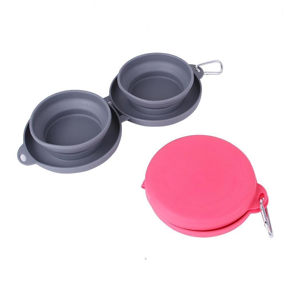Double Collapsible Pet Feeding Bowl Set