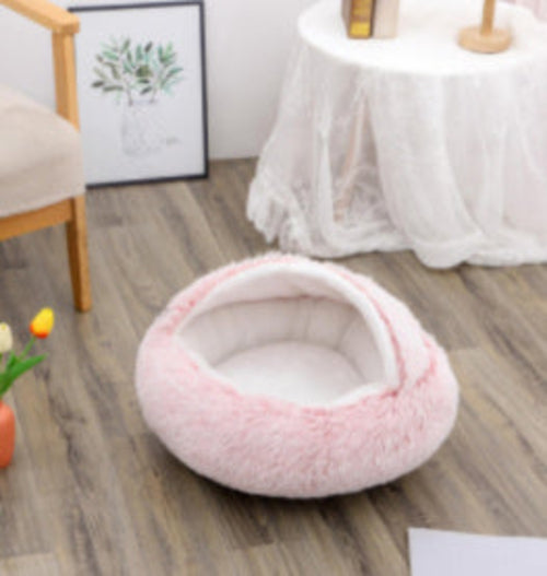 Round Plush Warm Pet Bed House