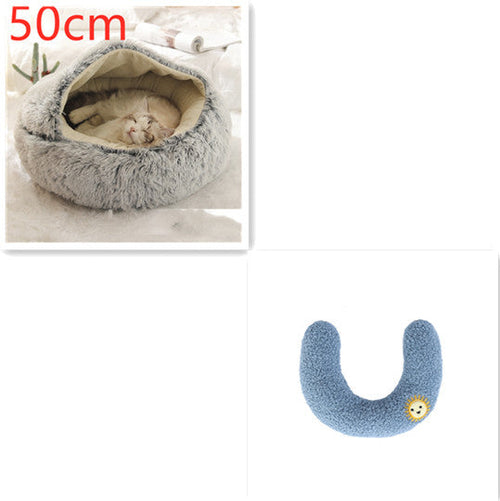 Round Plush Warm Pet Bed House