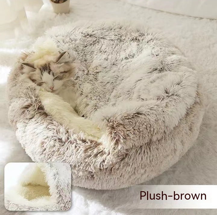 Round Plush Warm Pet Bed House