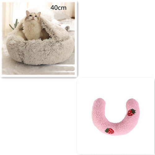 Round Plush Warm Pet Bed House