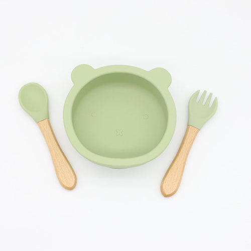 Baby Bear Shape Food Training Silicone Bowl